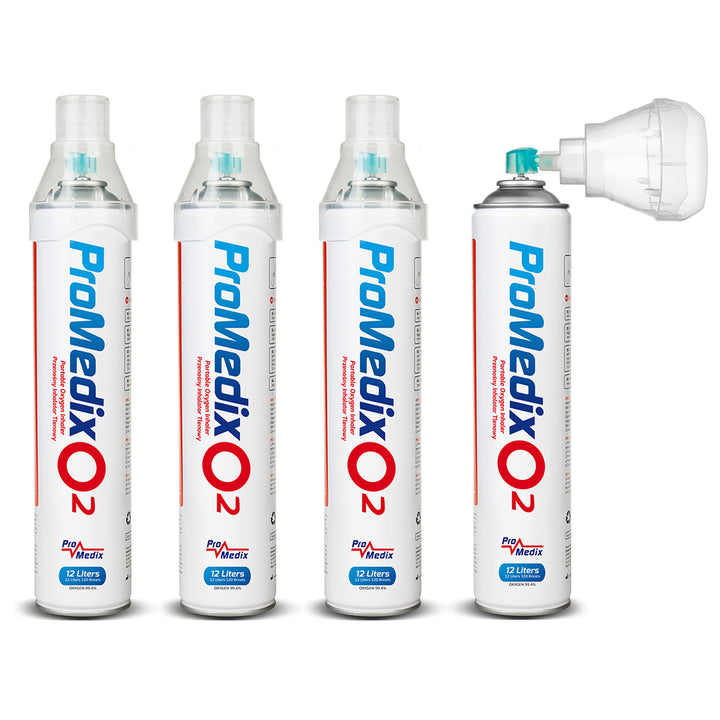 Inalatore portatile di ossigeno in bombola al 99,4% Promedix 12L, PR-994, 4 unità