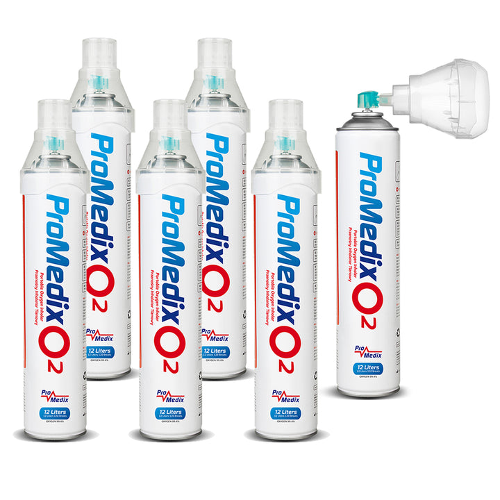 Inalatore portatile di ossigeno in bombola al 99,4% Promedix 12L, PR-994, 6 unità