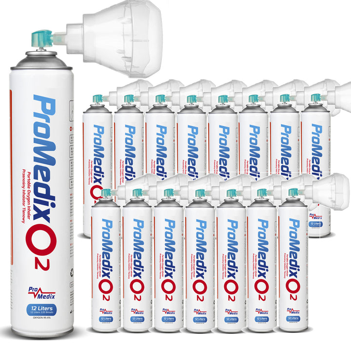 Inalatore portatile di ossigeno in bombola al 99,4% Promedix 12L, PR-994, 16 unità