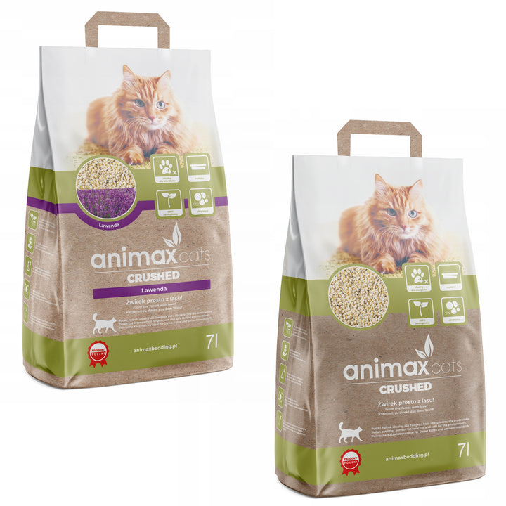 Lettiera a zolle, Lavanda, tritata, 7 litri + Lettiera a zolle, Classica, tritata, 7 litri, Animax