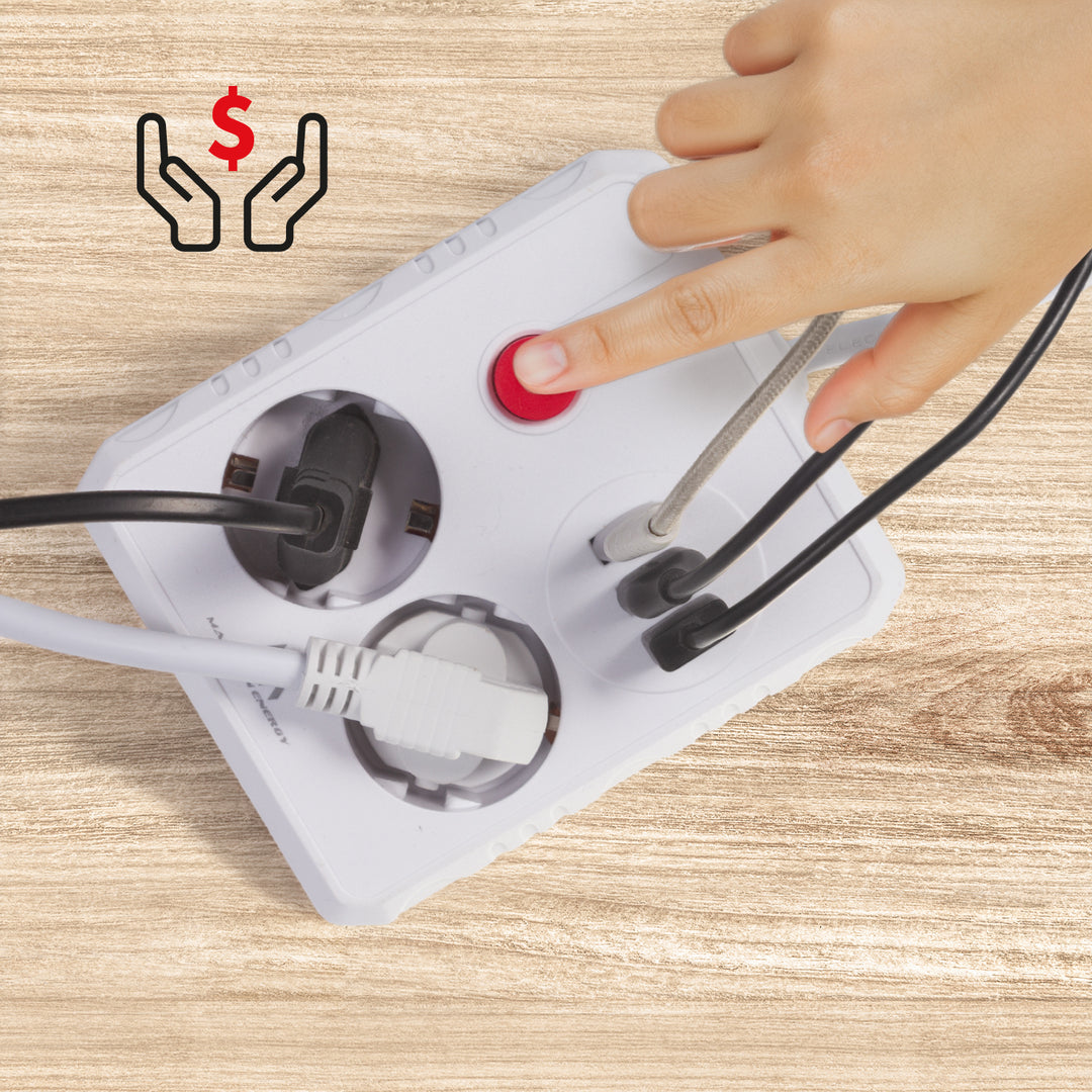 Ciabatta elettrica Maclean, cavo di prolunga 2 prese + 3xUSB, 110-240V AC 50/60Hz, 2,1A max 2500W, 1,5m, bianco, MCE387 W