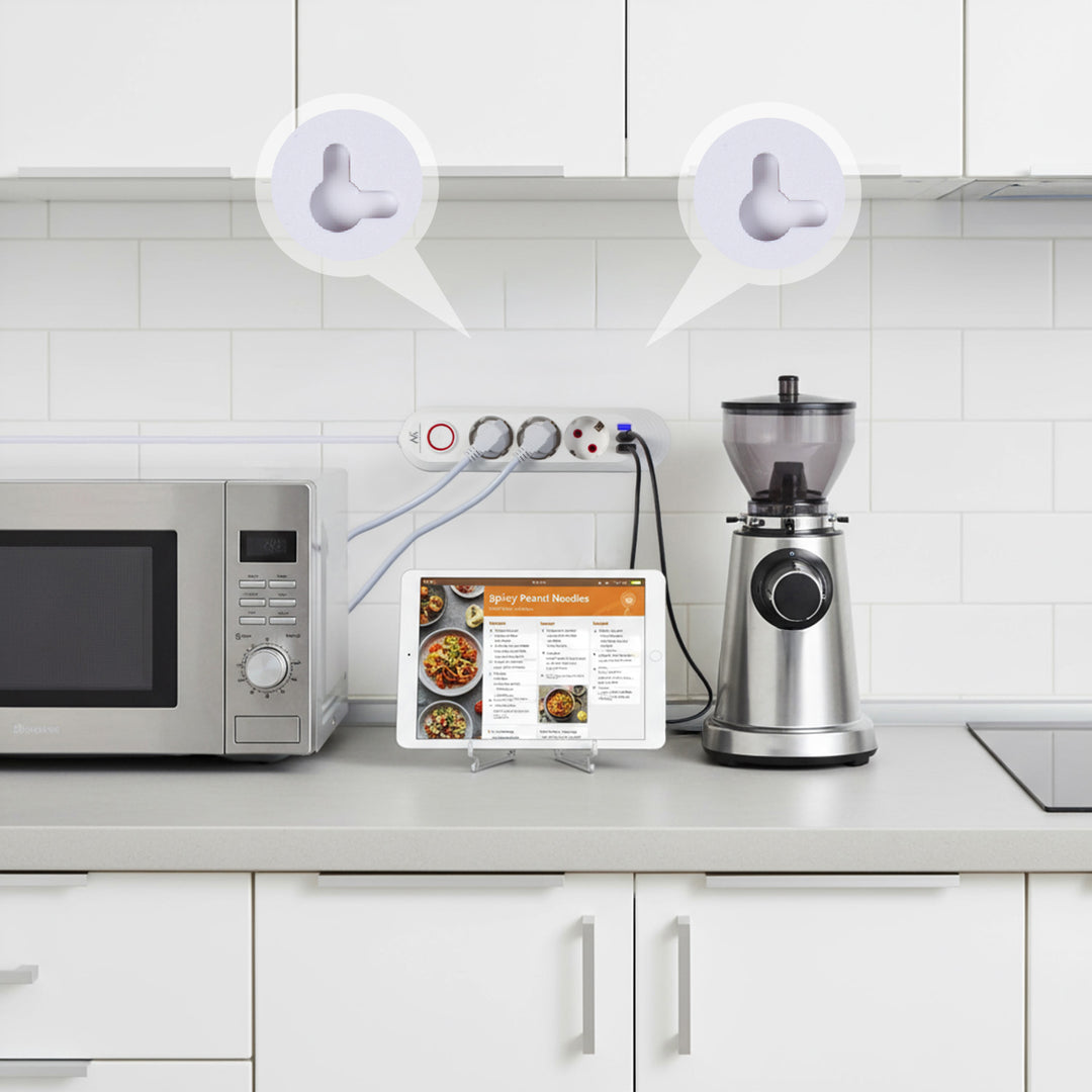 Ciabatta elettrica Maclean, cavo di prolunga a 3 prese + 3xUSB, 110-240V AC 50/60Hz, 2,1A max 2500W, 1,5m, bianco, MCE394 W