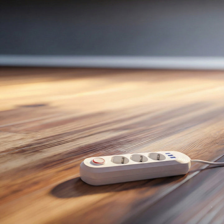 Ciabatta elettrica Maclean, cavo di prolunga a 3 prese + 3xUSB, 110-240V AC 50/60Hz, 2,1A max 2500W, 1,5m, bianco, MCE394 W