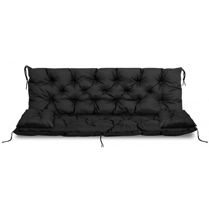 Set da giardino nero 120x60x50cm + 2 cuscini 42 x 42 cm