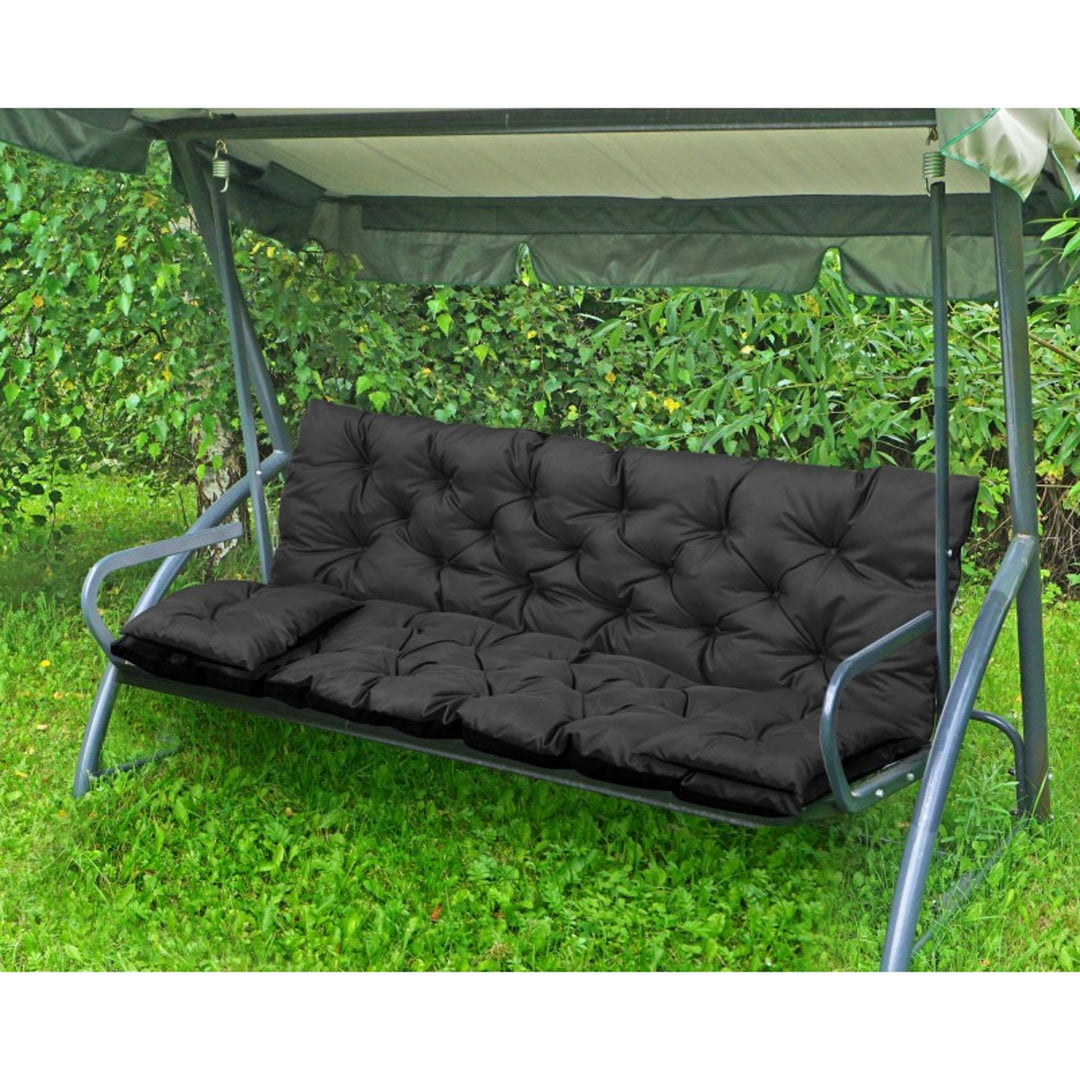 Set da giardino nero 120x60x50cm + 2 cuscini 42 x 42 cm