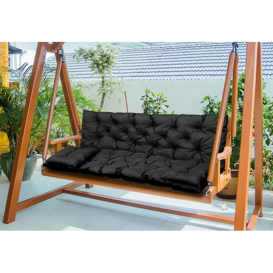 Set da giardino nero 120x60x50cm + 2 cuscini 42 x 42 cm