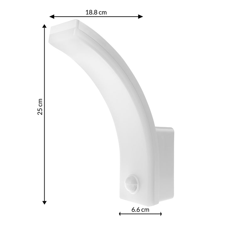 Sensore di movimento Maclean Lampada LED, sensore di movimento PIR, bianco, 20W, IP65, 2000lm, bianco neutro (4000K) MCE512 W, 2 pezzi