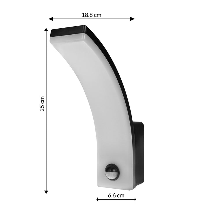 Sensore di movimento Maclean Lampada LED, sensore di movimento PIR, nero, 20W, IP65, 2000lm, bianco neutro (4000K) MCE512 B, 2 pezzi