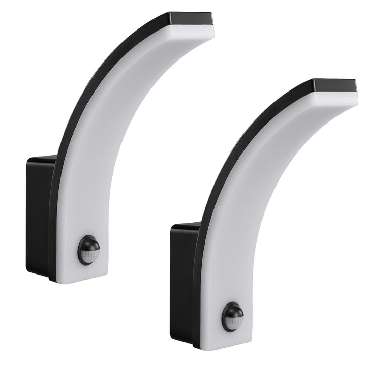 Sensore di movimento Maclean Lampada LED, sensore di movimento PIR, nero, 20W, IP65, 2000lm, bianco neutro (4000K) MCE512 B, 2 pezzi