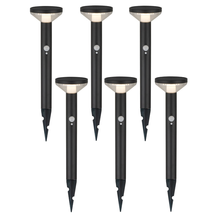 Luce LED solare Maclean, con sensore, 3 modalità, plug-in, Li-ion 18650, IP44, 3,7V, 1200 mAh, nero, MCE465 B, 6 pezzi