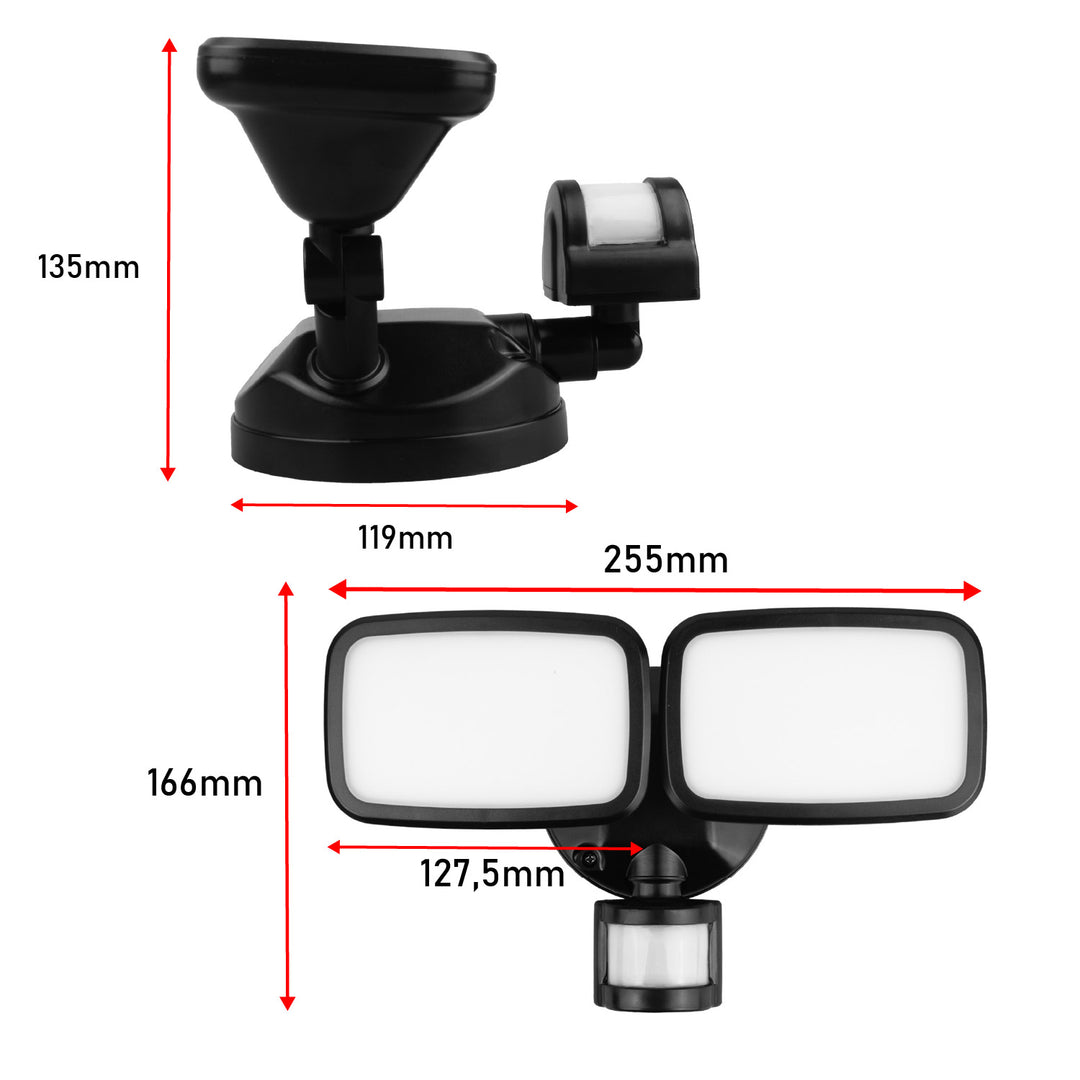 Lampada da parete a LED Maclean, con sensore PIR, 20 W, 1500 lm, IP65, bianco neutro 4000 K, nera, MCE524 B