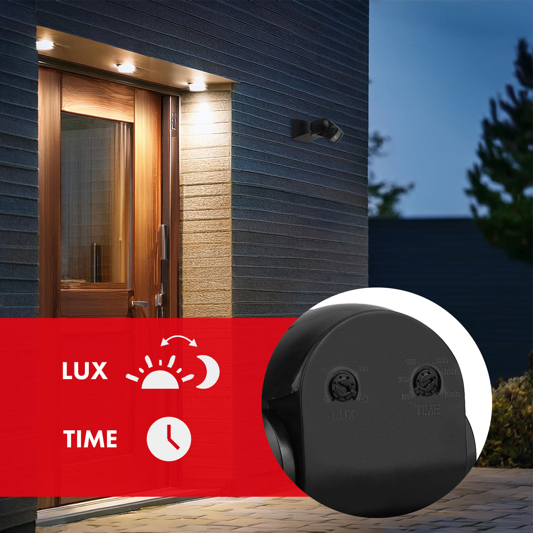 Sensore di movimento PIR Maclean, a infrarossi, IP65, nero con copertura nera, portata 12 m, MCE201 B/B