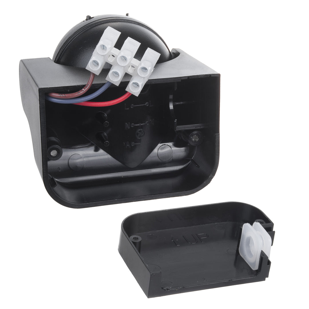 Sensore di movimento PIR Maclean, a infrarossi, IP44, nero con copertura nera, portata 12 m, carico massimo 300/1200 W, MCE358 B/B