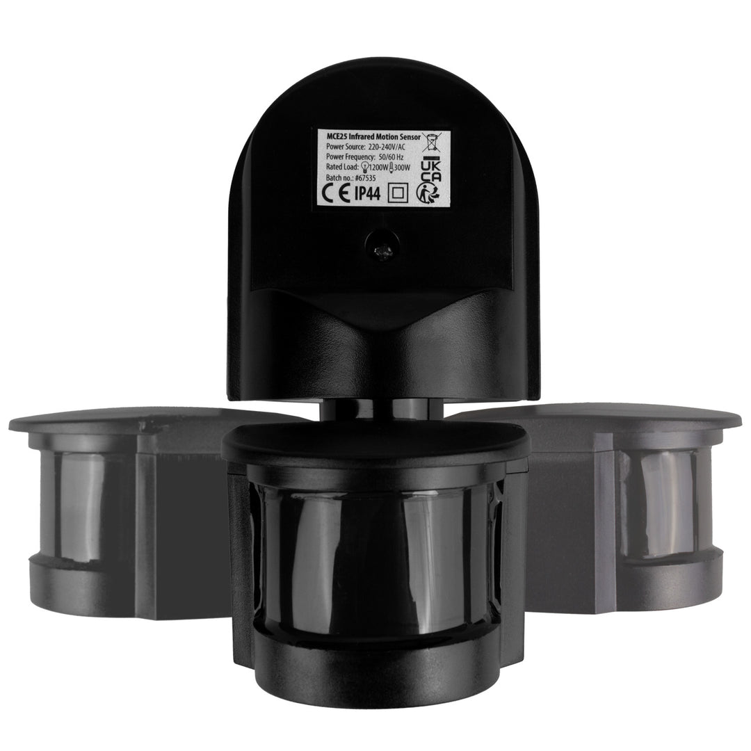 Sensore di movimento e crepuscolo da parete Maclean, 180°, max. 1200W, nero con copertura nera, MCE25 B/B