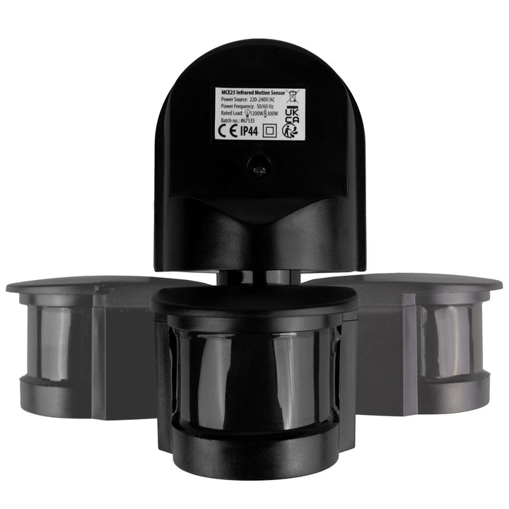 Sensore di movimento e crepuscolo da parete Maclean, 180°, max. 1200W, nero con copertura nera, MCE25 B/B