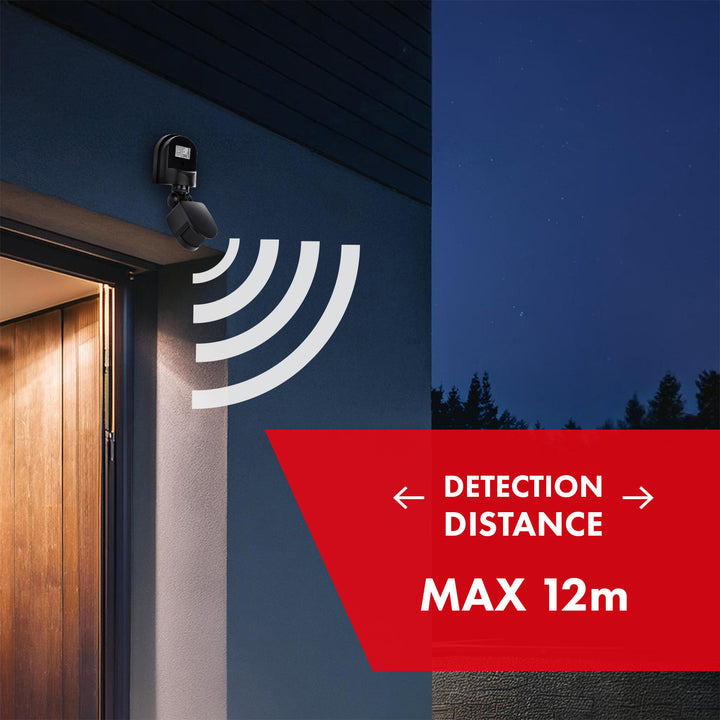 Sensore di movimento e crepuscolo da parete Maclean, 180°, max. 1200W, nero con copertura nera, MCE25 B/B