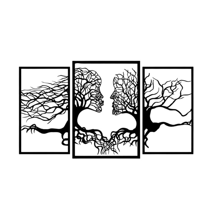 Quadro traforato Eyoka, decorazione murale 3D, quadro 3D "Volti dagli alberi" 90x48cm Nero