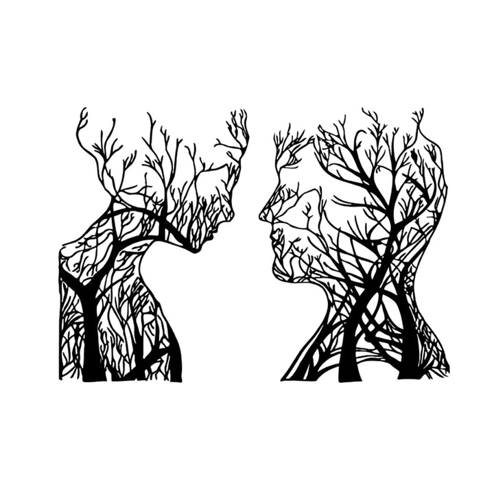 Quadro traforato, decorazione murale 3D, quadro 3D "Teste d'albero" 80x50 cm Nero