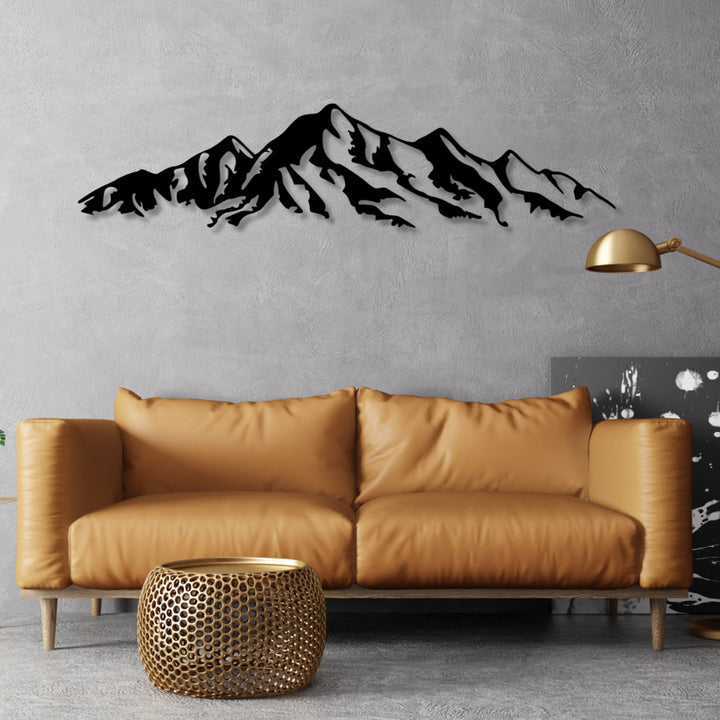 Immagine traforata, decorazione murale 3D, immagine 3D "Alpi" 80x18cm Nero