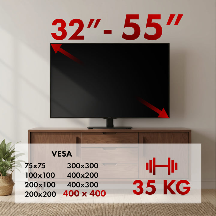 Supporto TV universale Maclean, per mobile RTV, supporto, max. 35 kg, rotazione 20 gradi, per TV 32-55", MC-132
