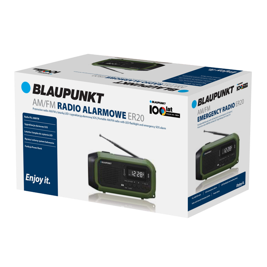 Radio Blaupunkt a rete/batteria, torcia a LED, indicazione SOS, antenna, ER20