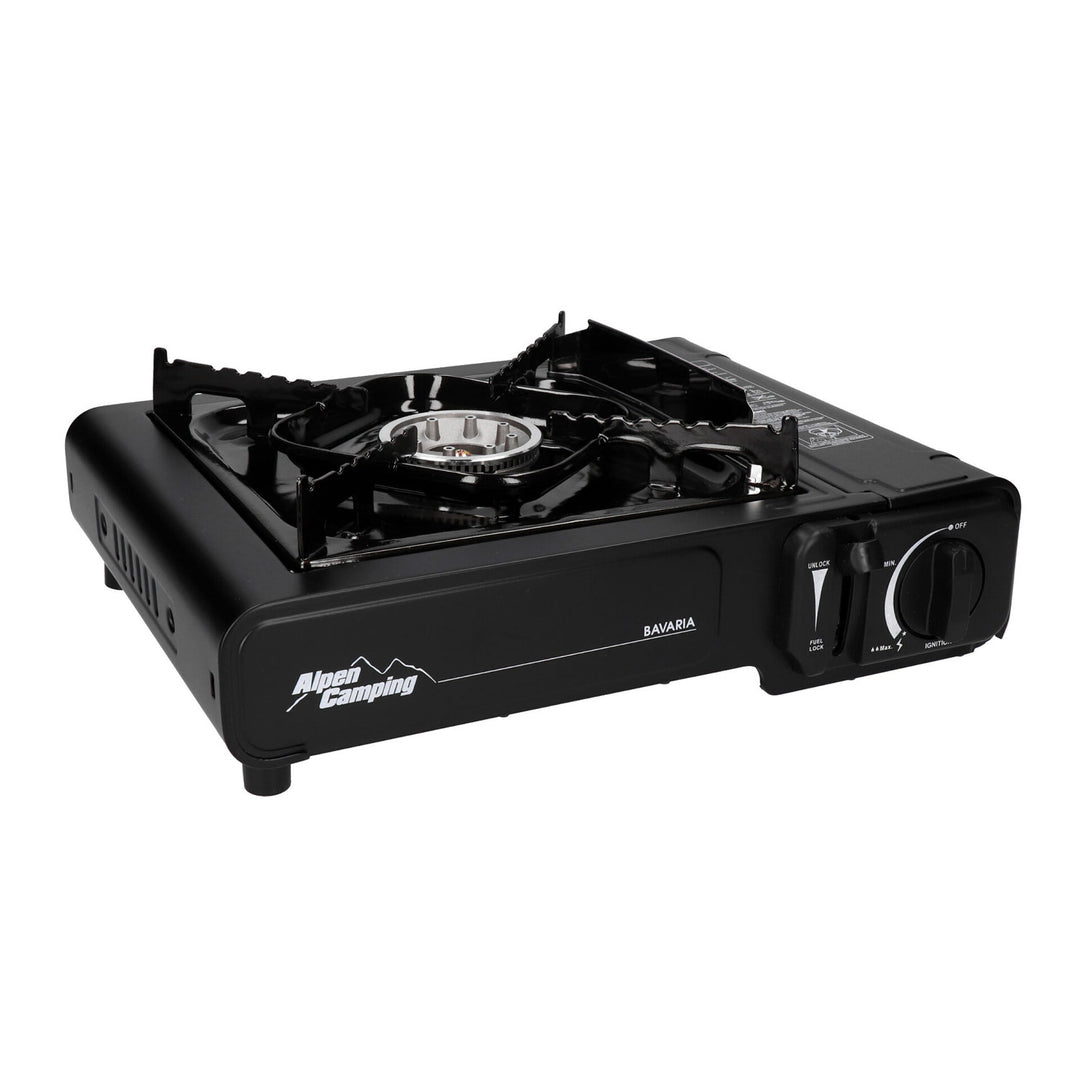 Fornello da campeggio Alpen Camping, potenza: 2,0 kW, consumo di gas 146g/h, tipo di gas - butano, BAVARIA