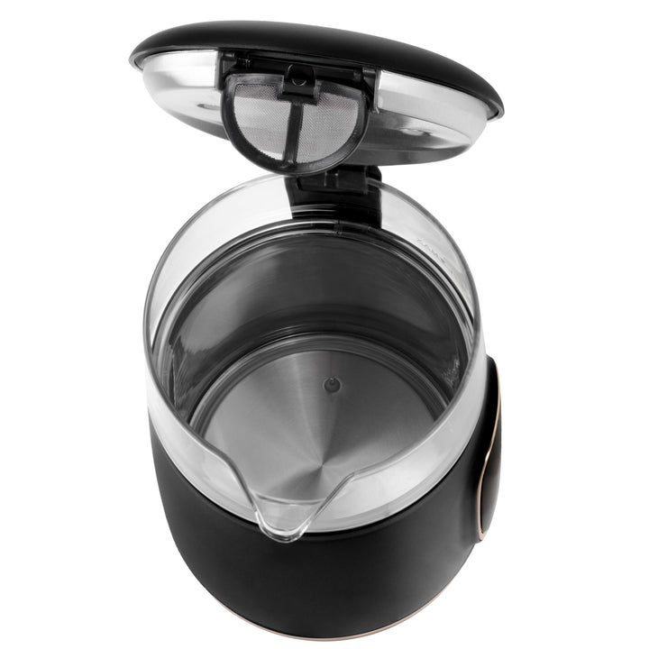 Bollitore elettrico in vetro Adler da 1,7 l, nero e oro, regolazione della temperatura, display a LED, AD 1305 bg