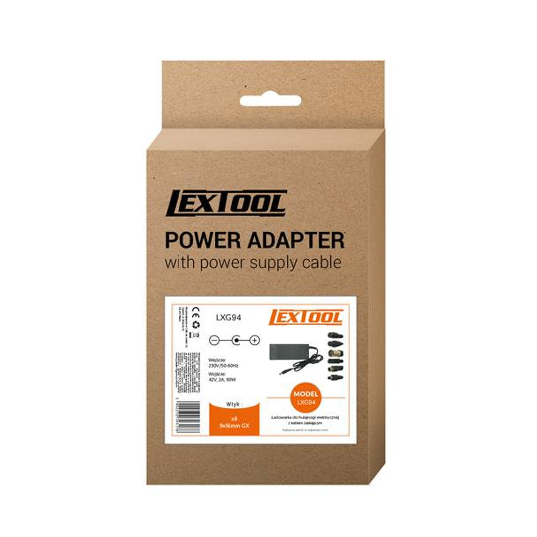 Caricabatterie Lextool per scooter e veicoli elettrici, 6 spine, 230V AC, 42V DC 2A, LXG94