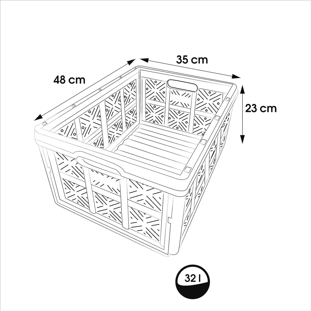 Cestino pieghevole in plastica Keeeper, 32L, grigio-nero