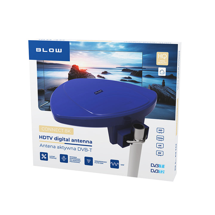 Antenna DVB-T CONNECT Blow da esterno, 8K, filtro GSM, guadagno segnale 25 dB, 21-055#