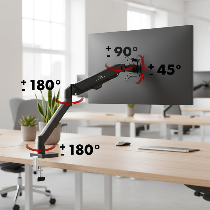 Supporto per monitor Maclean, molla a gas, 17"-32", 2-10kg, nero, MC-133