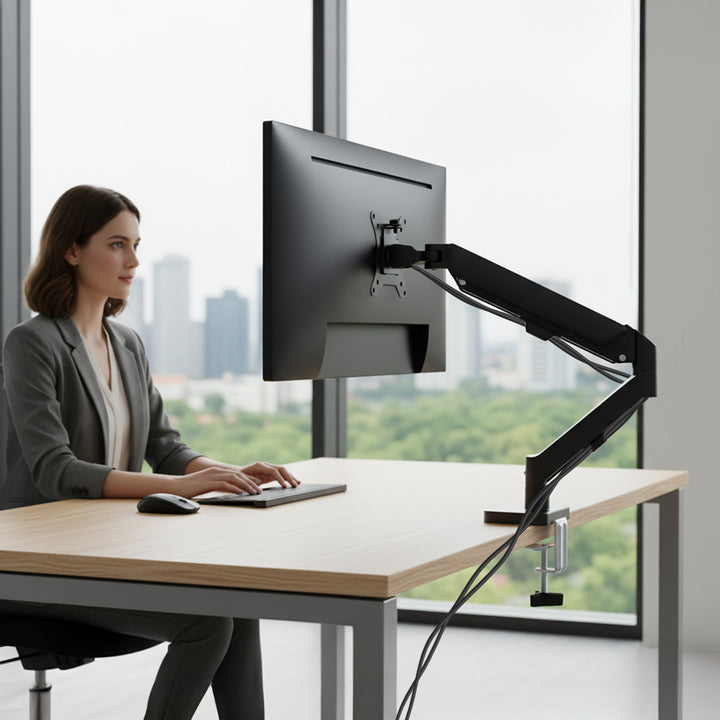 Supporto per monitor Maclean, molla a gas, 17"-32", 2-10kg, nero, MC-133