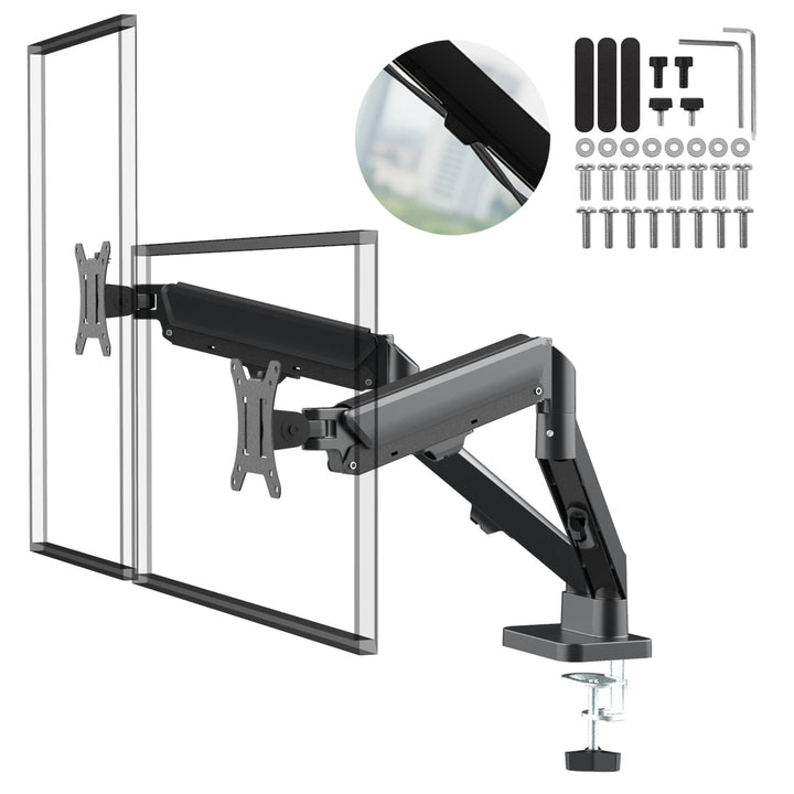 Supporto per 2 monitor Maclean, molla a gas, 17"-32", 2-10kg, nero, MC-134