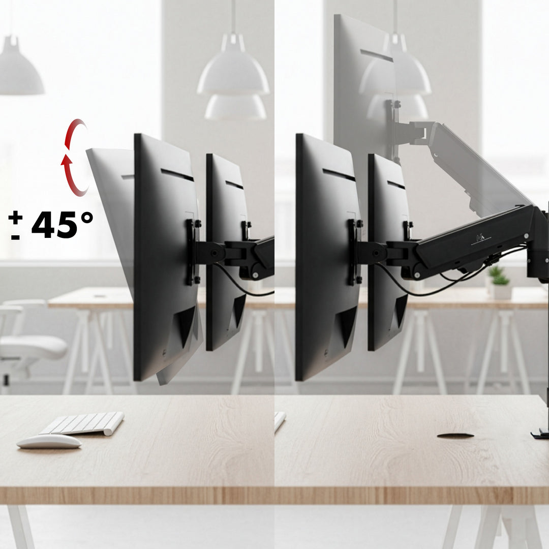 Supporto per 2 monitor Maclean, molla a gas, 17"-32", 2-10kg, nero, MC-136