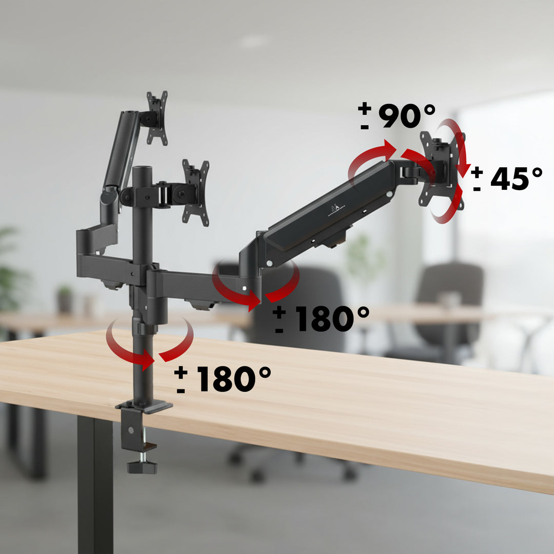 Supporto per 3 monitor Maclean, molla a gas, 17"-27", 2-8kg, nero, MC-137