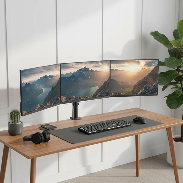 Supporto per 3 monitor Maclean, molla a gas, 17"-27", 2-8kg, nero, MC-137