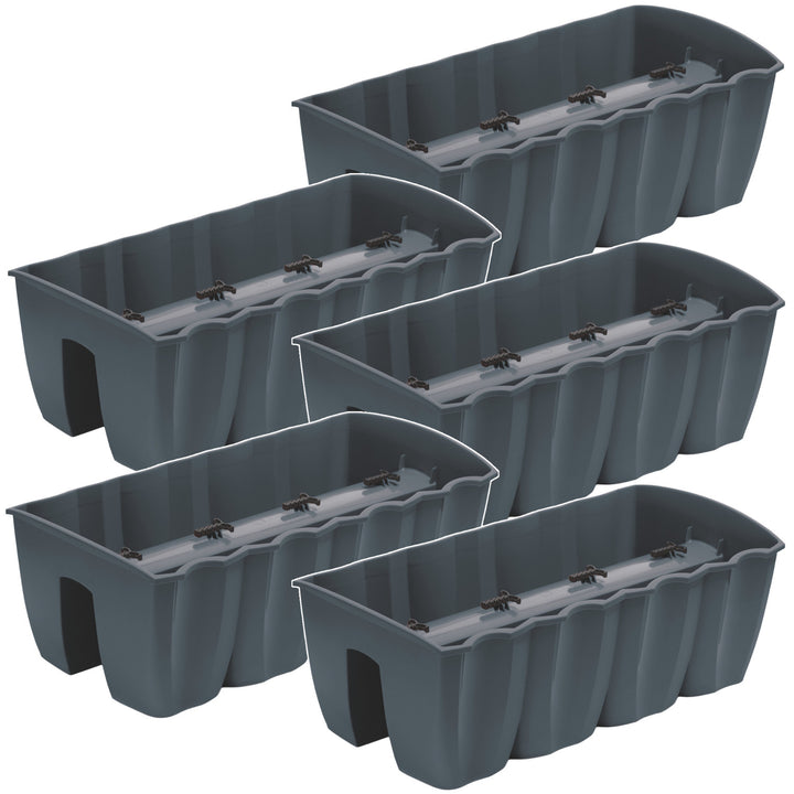 Vaso per ringhiera DCRO600 - Antracite, capacità 18L, 5 pezzi