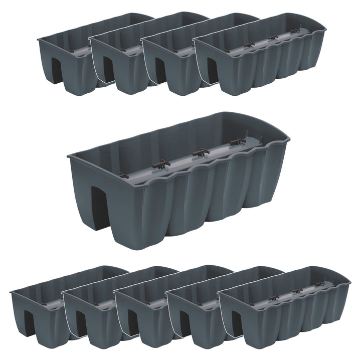Vaso per ringhiera DCRO600 - Antracite, capacità 18L, 10 pezzi