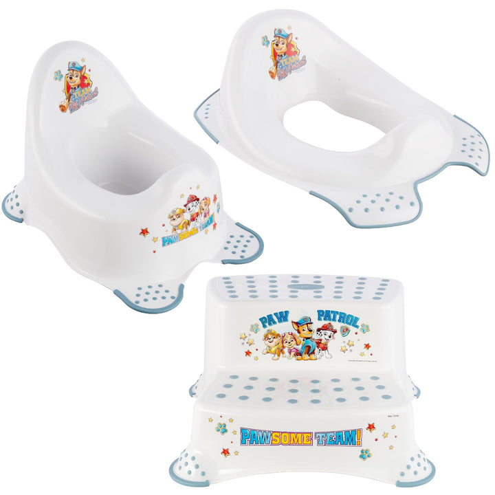 Copriwater antiscivolo Psi Patrol - Paw Patrol+ Piattaforma antiscivolo Psi Patrol, max 120kg, a due livelli+ Vasino antiscivolo Psi Patrol, max 15kg