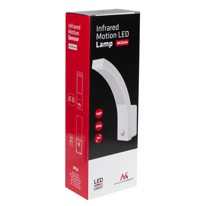 Lampada LED con sensore di movimento Maclean, sensore di movimento PIR, bianco, 10W, IP54, 750lm, bianco neutro (4000K) MCE244 W