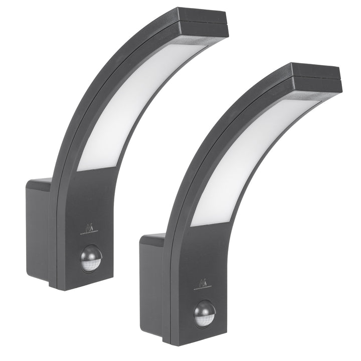 Sensore di movimento Maclean Lampada LED, sensore di movimento PIR, grigio, 10W, IP54, 750lm, bianco neutro (4000K) MCE244 GR, 2 pezzi