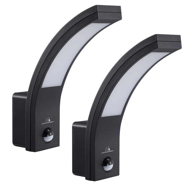 Rilevatore di movimento Maclean Lampada LED, sensore PIR, nero, 10W, IP54, 750lm, bianco neutro (4000K) MCE244 B, 2 pezzi
