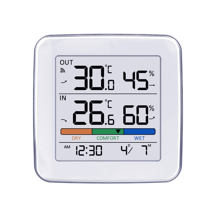 Stazione meteorologica wireless GreenBlue, temperatura + umidità IN/OUT, orologio + sveglia + data, scelta tra °C / °F, portata fino a 60 m, GB169