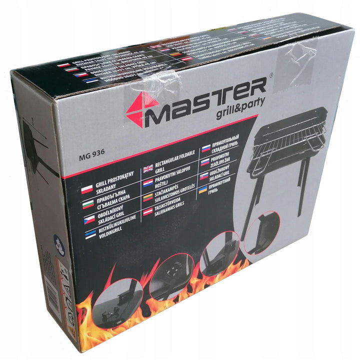 Master Grill & Party griglia a carbone, rettangolare, pieghevole, portatile, MG936