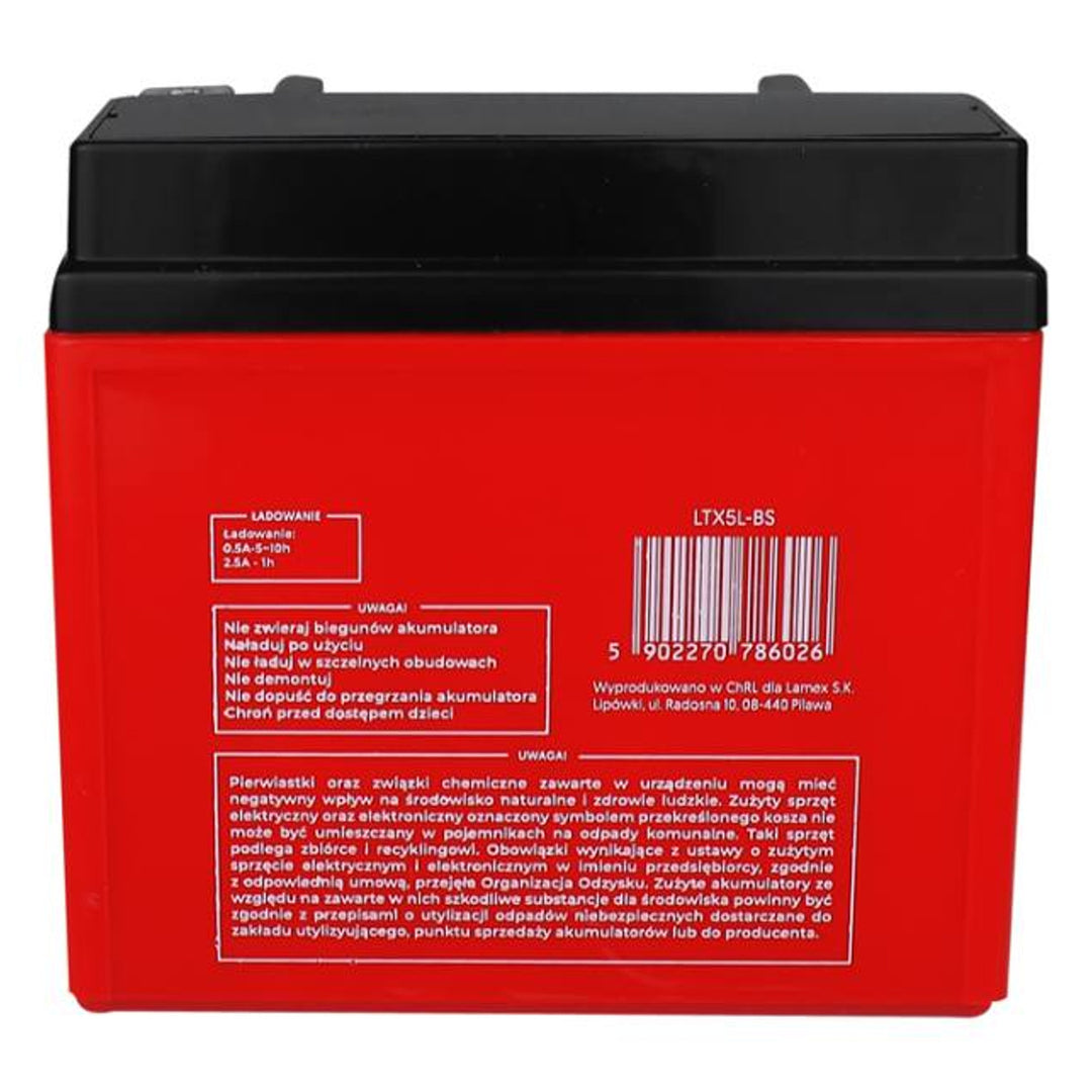 Batteria al gel Lamex, moto, 12V, 5Ah, LTX5L-BS