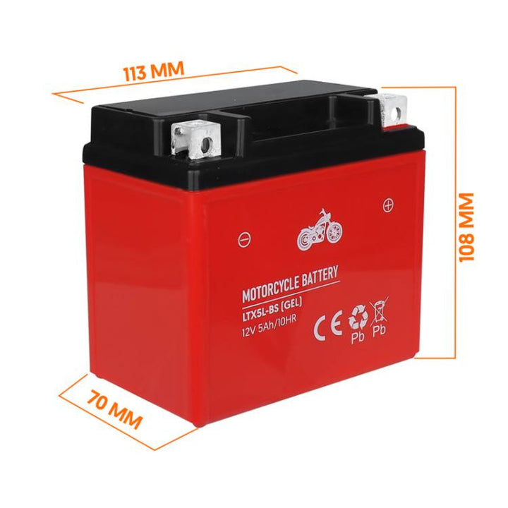 Batteria al gel Lamex, moto, 12V, 5Ah, LTX5L-BS