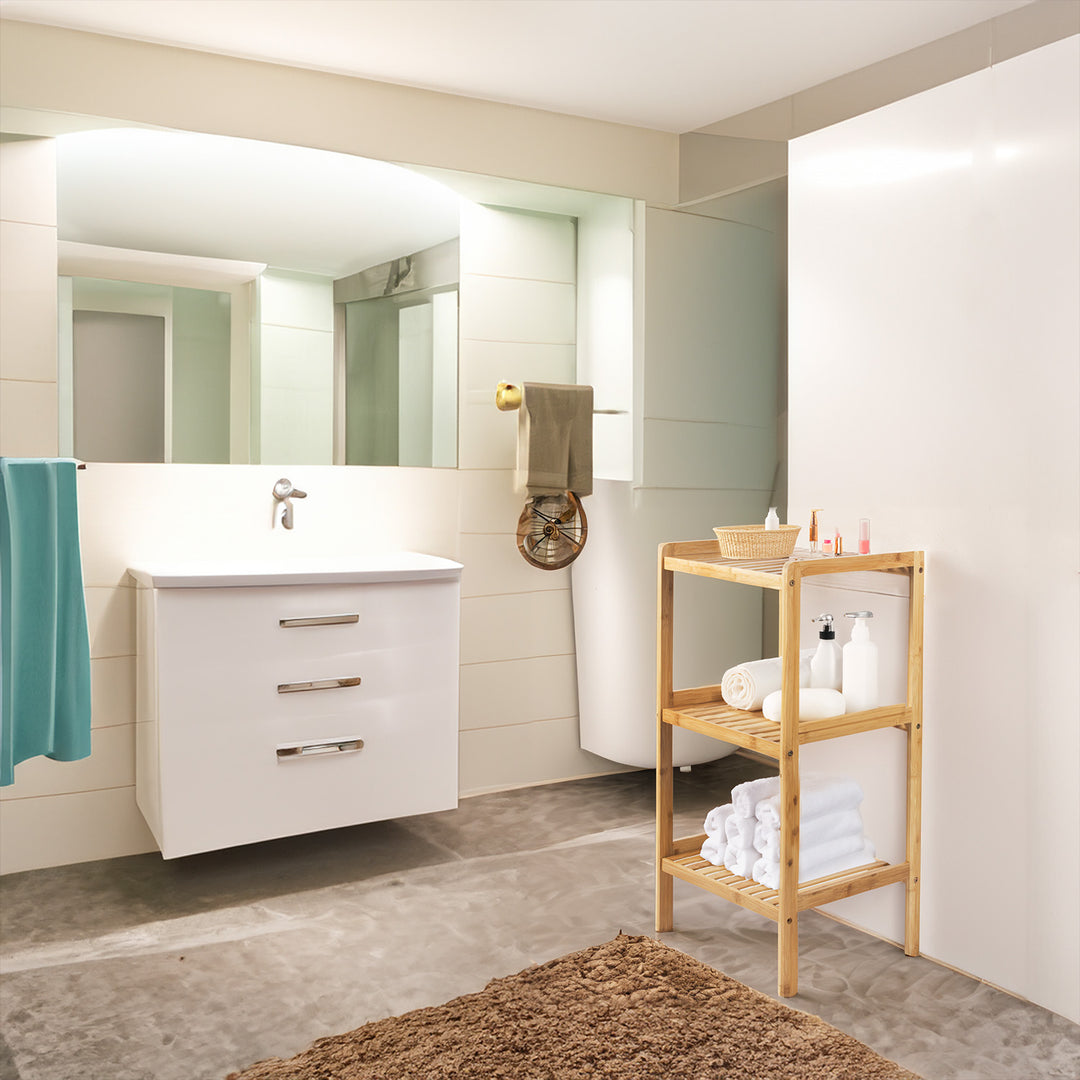 Armadietto da bagno in bambù GreenBlue, 370x330x780mm, 3 ripiani, GB321, 2 pezzi