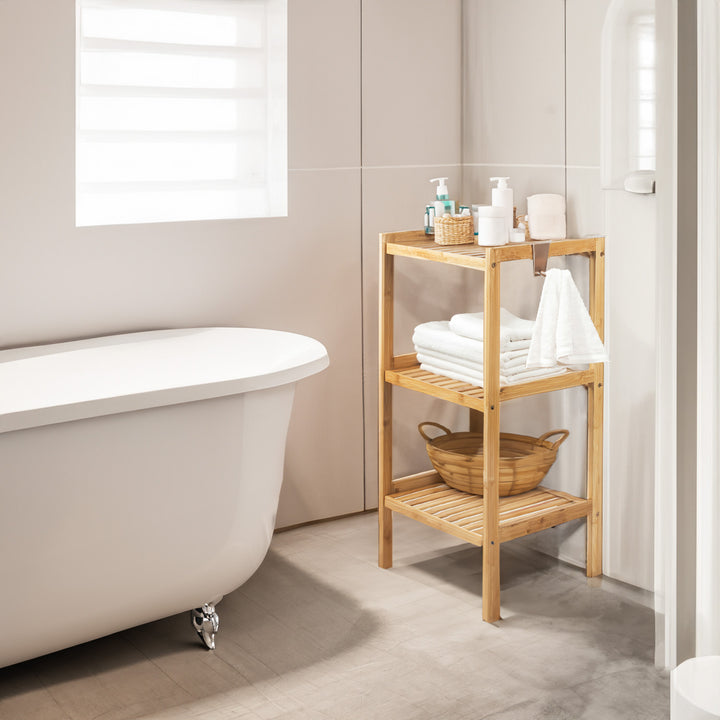 Armadietto da bagno in bambù GreenBlue, 370x330x780mm, 3 ripiani, GB321, 2 pezzi