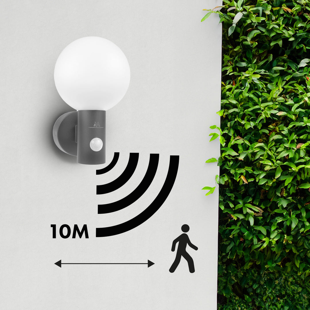 Sensore di movimento Maclean Lampada LED, sensore di movimento PIR, grigio, 15W, IP65, 1600lm, bianco neutro (4000K) MCE515 GR, 2 pezzi