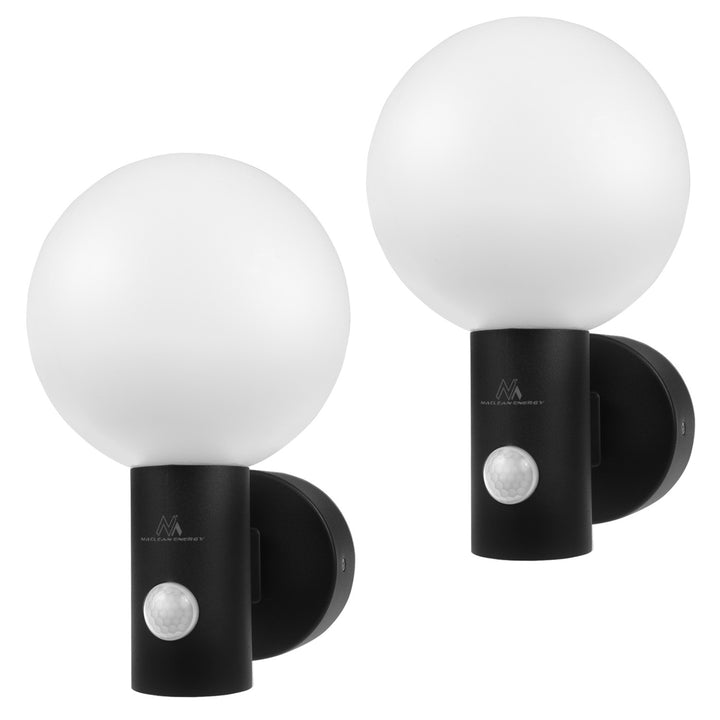Sensore di movimento Maclean Lampada LED, sensore di movimento PIR, nero, 15W, IP65, 1600lm, bianco neutro (4000K) MCE515 B, 2 pezzi